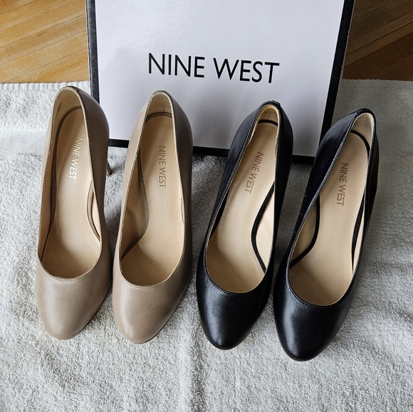 Nine West Shoes - Nine West Two-Tone Pointed Toe Pumps in Black and Taupe size 6.5